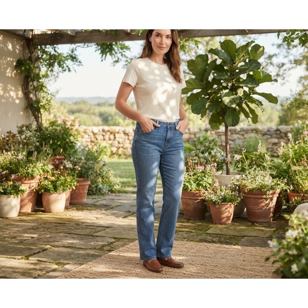 Lee Women’s Relaxed Fit Straight Leg Jeans Size 12 Medium Blue Denim 3051849